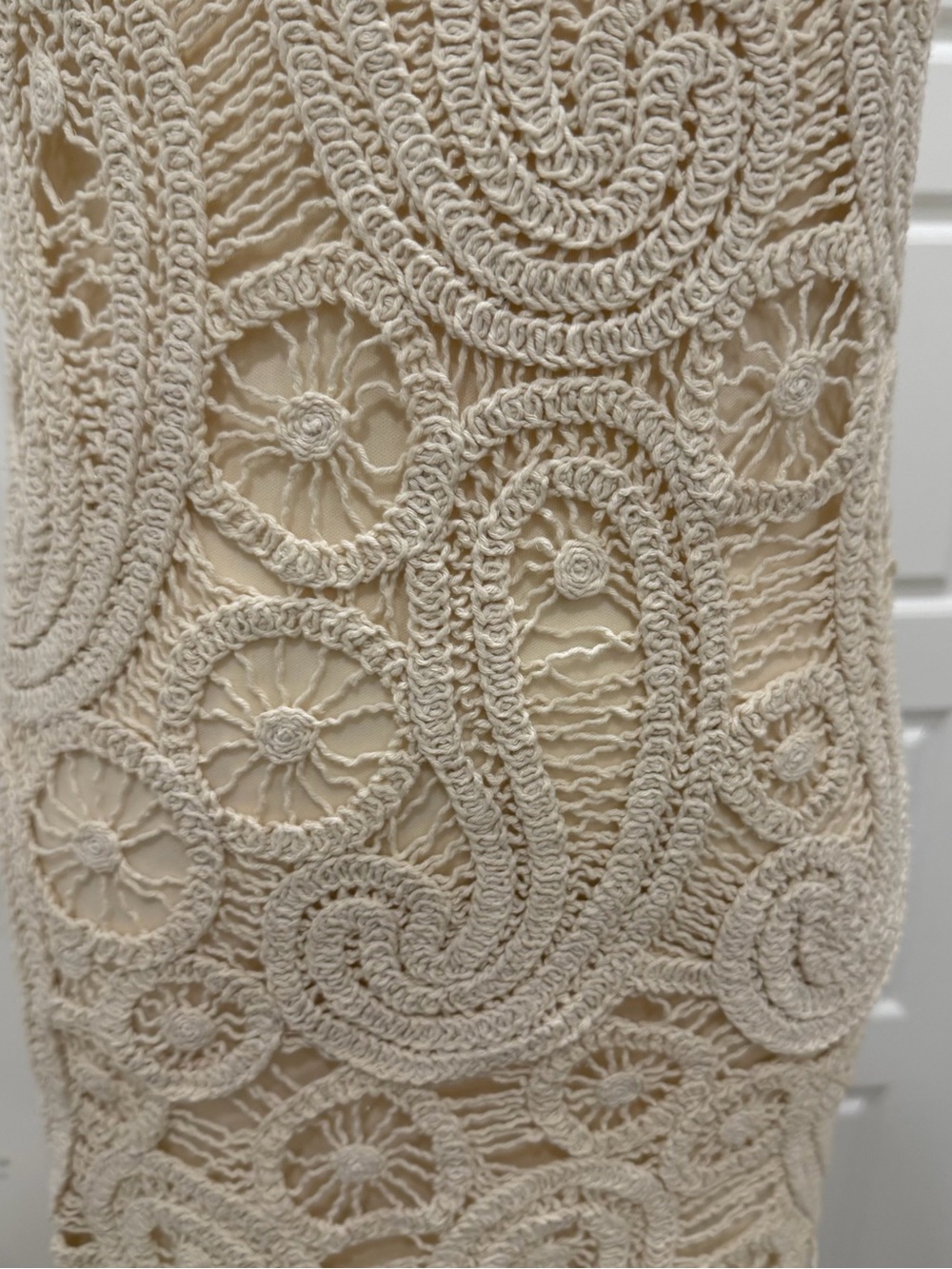Zara Asymmetrical Crochet Midi Dress in Straw - Picture 7 of 12
